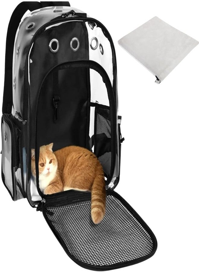 KIKA Pets Clear Cat Dog Backpack Carrier Travel Hiking Mesh Front Dog Backpack Carrier for Cat Rabbit Small Animal Breathable Clear Lightweight Pet Backpack for Outdoor Walking (Black 1-6 kgs) - Image 1
